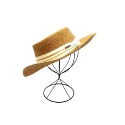 Chapeau Pork Pie En Papier à Bord Plat Avec Un Ruban Uni -Accessoires De Mode pdtimg 4948188hd