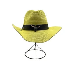 Chapeau De Cowboy à Bande Simili Brodé Fleur Décor D'une Tête De Zébu -Accessoires De Mode pdtimg 4948235hd
