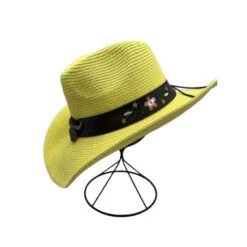 Chapeau De Cowboy à Bande Simili Brodé Fleur Décor D'une Tête De Zébu -Accessoires De Mode pdtimg 4948237hd