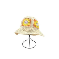 Chapeau Souple En Papier Avec Fleurs En Crochet Ajouré -Accessoires De Mode pdtimg 4948272hd