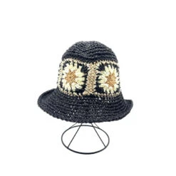 Chapeau Souple En Papier Avec Fleurs En Crochet Ajouré -Accessoires De Mode pdtimg 4948279hd
