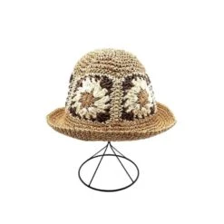 Chapeau Souple En Papier Avec Fleurs En Crochet Ajouré -Accessoires De Mode pdtimg 4948283hd