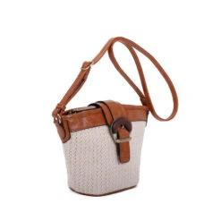 Sac Besace Porté Croisé Effet Bimatière Zippé Et Bride à Boucle Décor -Accessoires De Mode pdtimg 4952326hd