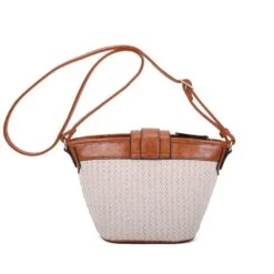 Sac Besace Porté Croisé Effet Bimatière Zippé Et Bride à Boucle Décor -Accessoires De Mode pdtimg 4952327hd