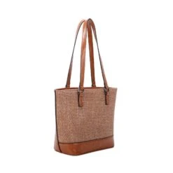 Sac Cabas Bimatière Tressé Et Synthétique En Imitation Cuir -Accessoires De Mode pdtimg 4955128hd