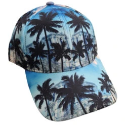 Casquette à Visière Arrondie Avec Motif Palmiers Et Plage -Accessoires De Mode pdtimg 4956803hd