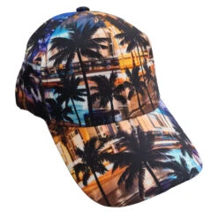 Casquette à Visière Arrondie Avec Motif Palmiers Et Plage -Accessoires De Mode pdtimg 4956805hd