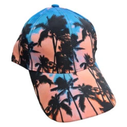 Casquette à Visière Arrondie Avec Motif Palmiers Et Plage -Accessoires De Mode pdtimg 4956809hd