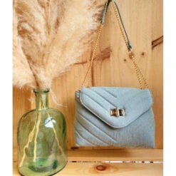 Sac à Bandoulière En Tissu Jean Aspect Délavé Matelassé -Accessoires De Mode pdtimg 4958710hd