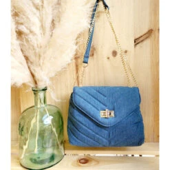 Sac à Bandoulière En Tissu Jean Aspect Délavé Matelassé -Accessoires De Mode pdtimg 4958711hd