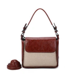Sac à Main Bi-matière En Tissu Et En Simili Cuir Lisse -Accessoires De Mode pdtimg 4961230hd