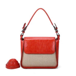 Sac à Main Bi-matière En Tissu Et En Simili Cuir Lisse -Accessoires De Mode pdtimg 4961238hd