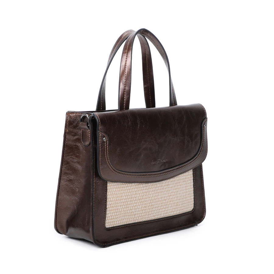 Grand Sac Cabas En Simili Cuir Avec Une Face Avant Tissé 9 Grand Sac Cabas En Simili Cuir Avec Une Face Avant Tissé – Image 7