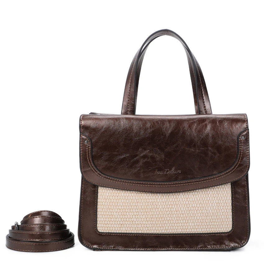 Grand Sac Cabas En Simili Cuir Avec Une Face Avant Tissé 8 Grand Sac Cabas En Simili Cuir Avec Une Face Avant Tissé – Image 6