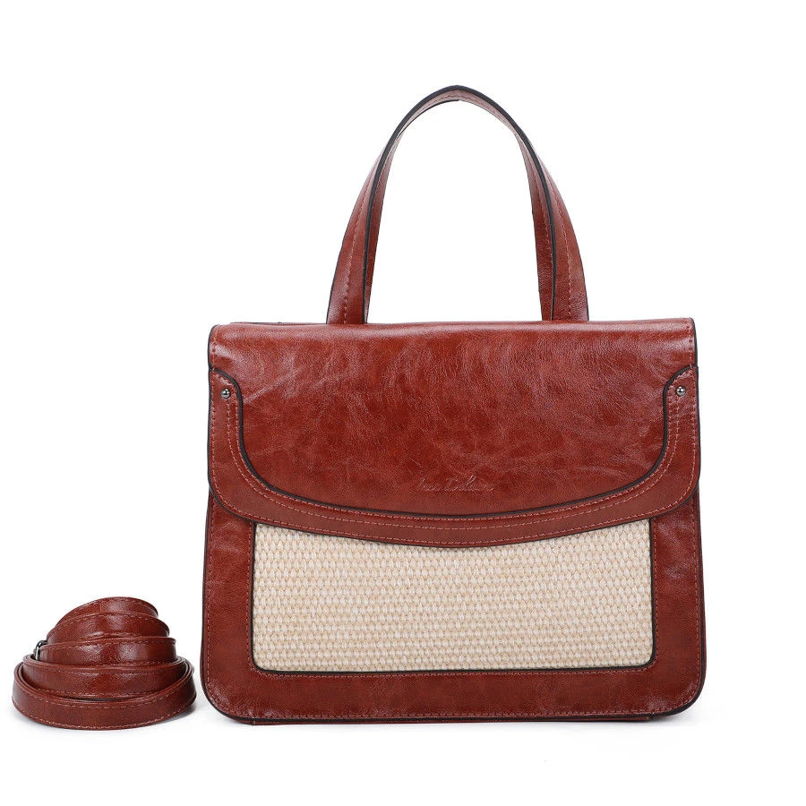 Grand Sac Cabas En Simili Cuir Avec Une Face Avant Tissé 12 Grand Sac Cabas En Simili Cuir Avec Une Face Avant Tissé – Image 10