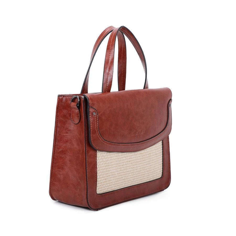 Grand Sac Cabas En Simili Cuir Avec Une Face Avant Tissé 13 Grand Sac Cabas En Simili Cuir Avec Une Face Avant Tissé – Image 11