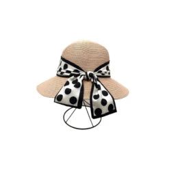 Chapeau En Paille De Papier Tressé à Ruban En Petit Pois -Accessoires De Mode pdtimg 4964488hd