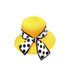 Chapeau En Paille De Papier Tressé à Ruban En Petit Pois -Accessoires De Mode pdtimg 4964495hd