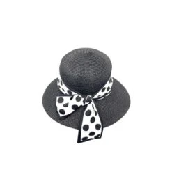 Chapeau En Paille De Papier Tressé à Ruban En Petit Pois -Accessoires De Mode pdtimg 4964497hd