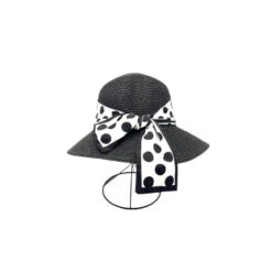 Chapeau En Paille De Papier Tressé à Ruban En Petit Pois -Accessoires De Mode pdtimg 4964498hd