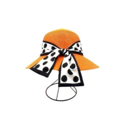 Chapeau En Paille De Papier Tressé à Ruban En Petit Pois -Accessoires De Mode pdtimg 4964499hd