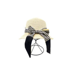 Chapeau à Bord Plus Large Avant Que L'arrière Et Ruban Pied De Poule -Accessoires De Mode pdtimg 4964520hd