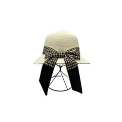 Chapeau à Bord Plus Large Avant Que L'arrière Et Ruban Pied De Poule -Accessoires De Mode pdtimg 4964522hd