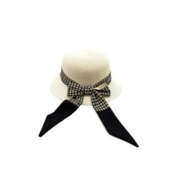 Chapeau à Bord Plus Large Avant Que L'arrière Et Ruban Pied De Poule -Accessoires De Mode pdtimg 4964523hd