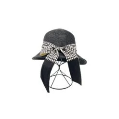 Chapeau à Bord Plus Large Avant Que L'arrière Et Ruban Pied De Poule -Accessoires De Mode pdtimg 4964524hd