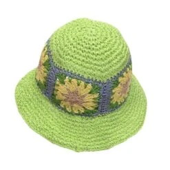 Chapeau Seau Paille Papier à Motif De Fleurs Colorées -Accessoires De Mode pdtimg 4985552hd