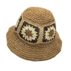Chapeau Seau Paille Papier à Motif De Fleurs Colorées -Accessoires De Mode pdtimg 4985554hd
