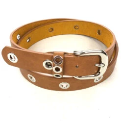 Ceinture Cuir Et Synthétique Rehaussée D'œillets Argentés -Accessoires De Mode pdtimg 4999874hd