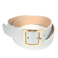 Ceinture Large Unie à Boucle Métallique Carrée Fini Dorée -Accessoires De Mode pdtimg 5002954hd