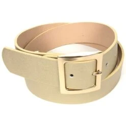 Ceinture Large Unie à Boucle Métallique Carrée Fini Dorée -Accessoires De Mode pdtimg 5002960hd