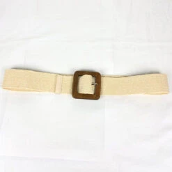 Ceinture En Paille Tressée Et Une Boucle Carrée En Bois -Accessoires De Mode pdtimg 5002981hd