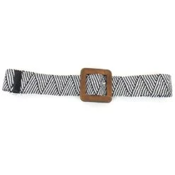 Ceinture En Paille Tressée Et Une Boucle Carrée En Bois -Accessoires De Mode pdtimg 5002986hd