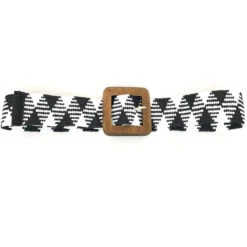 Ceinture En Paille Tressée Et Une Boucle Carrée En Bois -Accessoires De Mode pdtimg 5002987hd