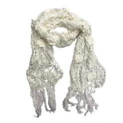 Foulard Crochetée à La Main En Fil D'acrylique Et Franges Coloris MIX -Accessoires De Mode pdtimg 5003336hd