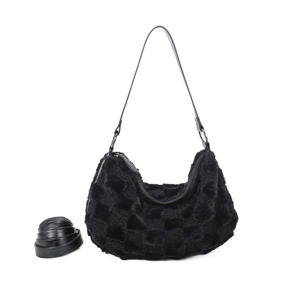 Sac à Main Fausse Fourrure Orné De Motifs Avec Carreaux 9 Sac à Main Fausse Fourrure Orné De Motifs Avec Carreaux – Image 7