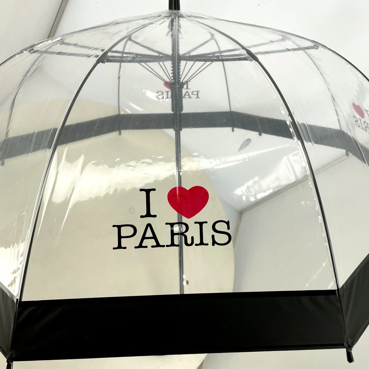 Parapluie Canne Transparent 8 Baleines I LOVE ❤️ PARIS 5 Parapluie Canne Transparent 8 Baleines I LOVE ❤️ PARIS – Image 3