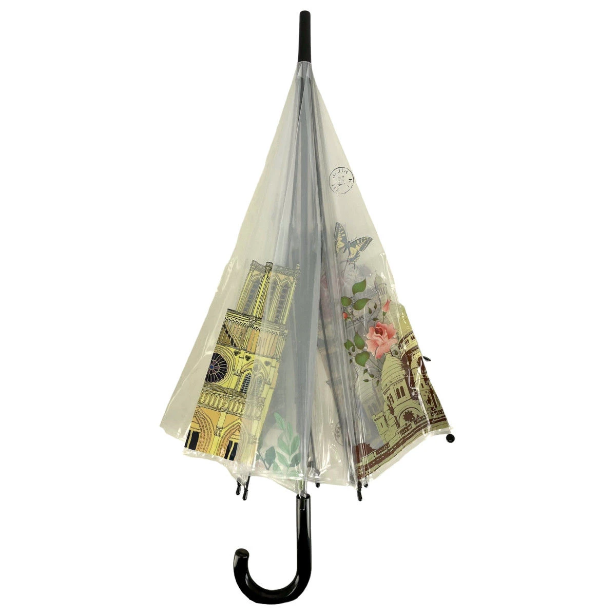 Parapluie Canne Transparent 8 Baleines Motif Monuments De Paris 4 Parapluie Canne Transparent 8 Baleines Motif Monuments De Paris – Image 2