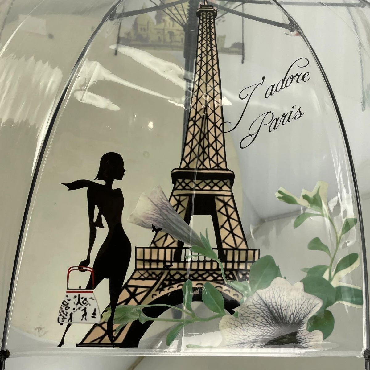 Parapluie Canne Transparent 8 Baleines Motif Monuments De Paris 6 Parapluie Canne Transparent 8 Baleines Motif Monuments De Paris – Image 4