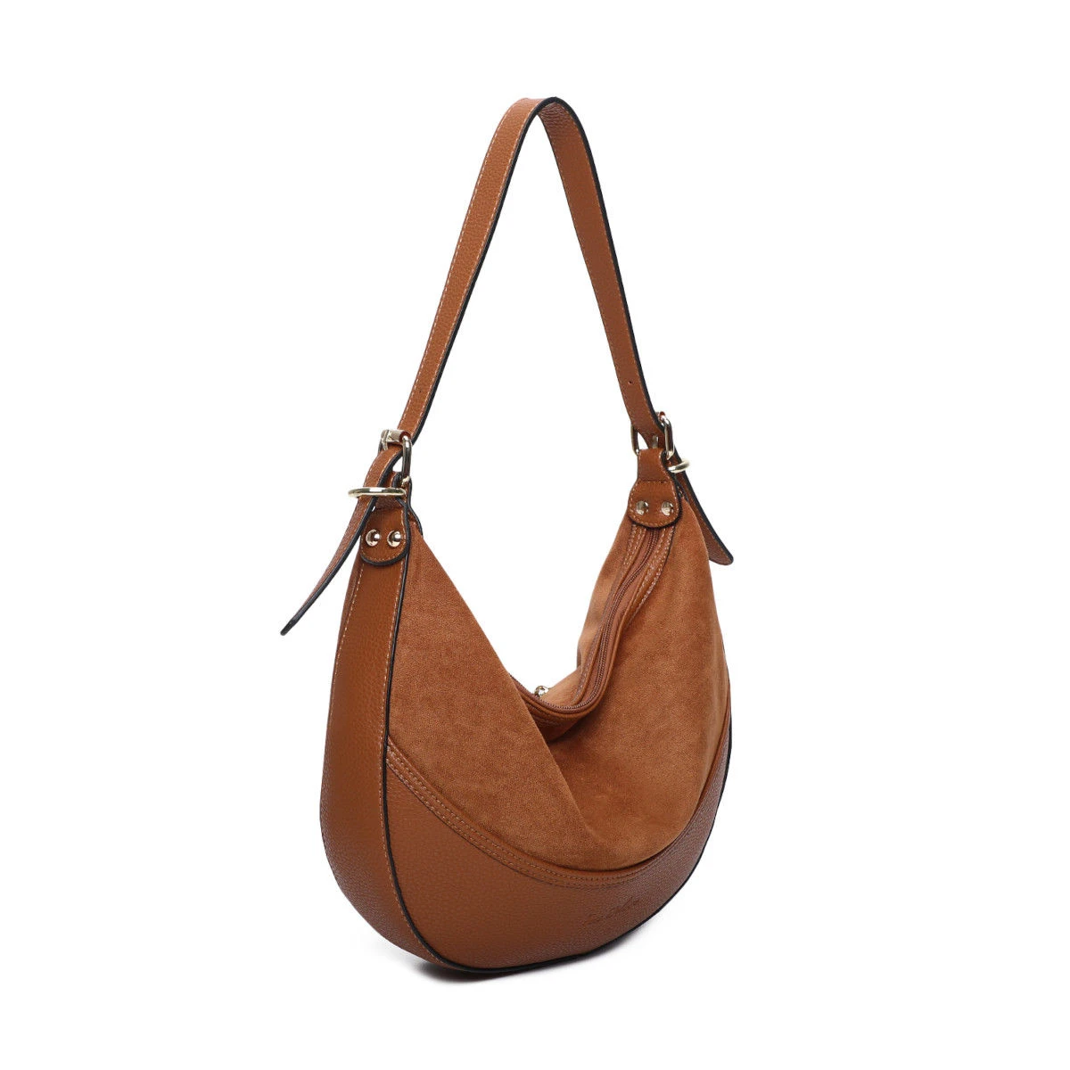 Sac Porté épaule Bimatière En Simili Cuir Grainé Et Suède 6 Sac Porté épaule Bimatière En Simili Cuir Grainé Et Suède – Image 4