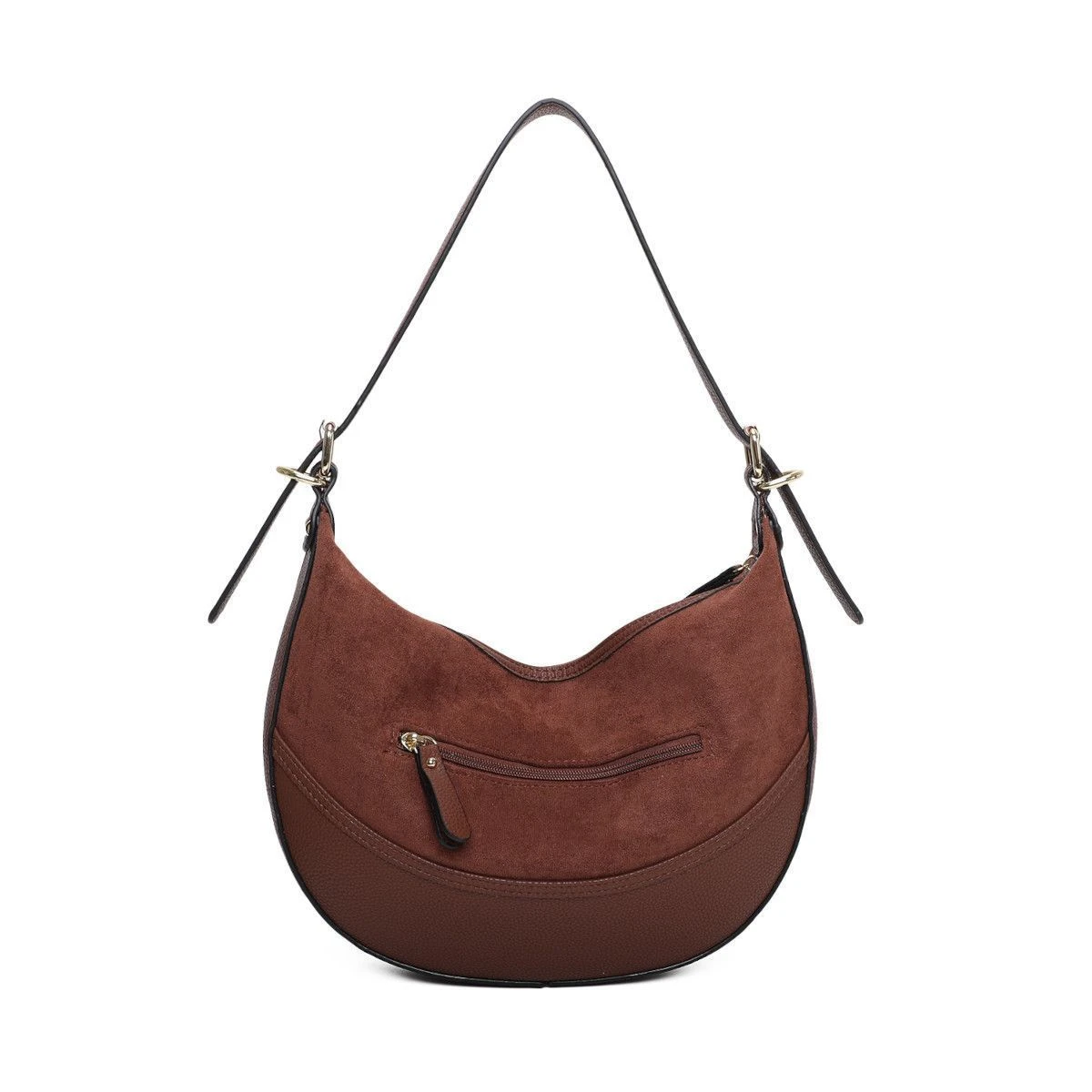 Sac Porté épaule Bimatière En Simili Cuir Grainé Et Suède 11 Sac Porté épaule Bimatière En Simili Cuir Grainé Et Suède – Image 9