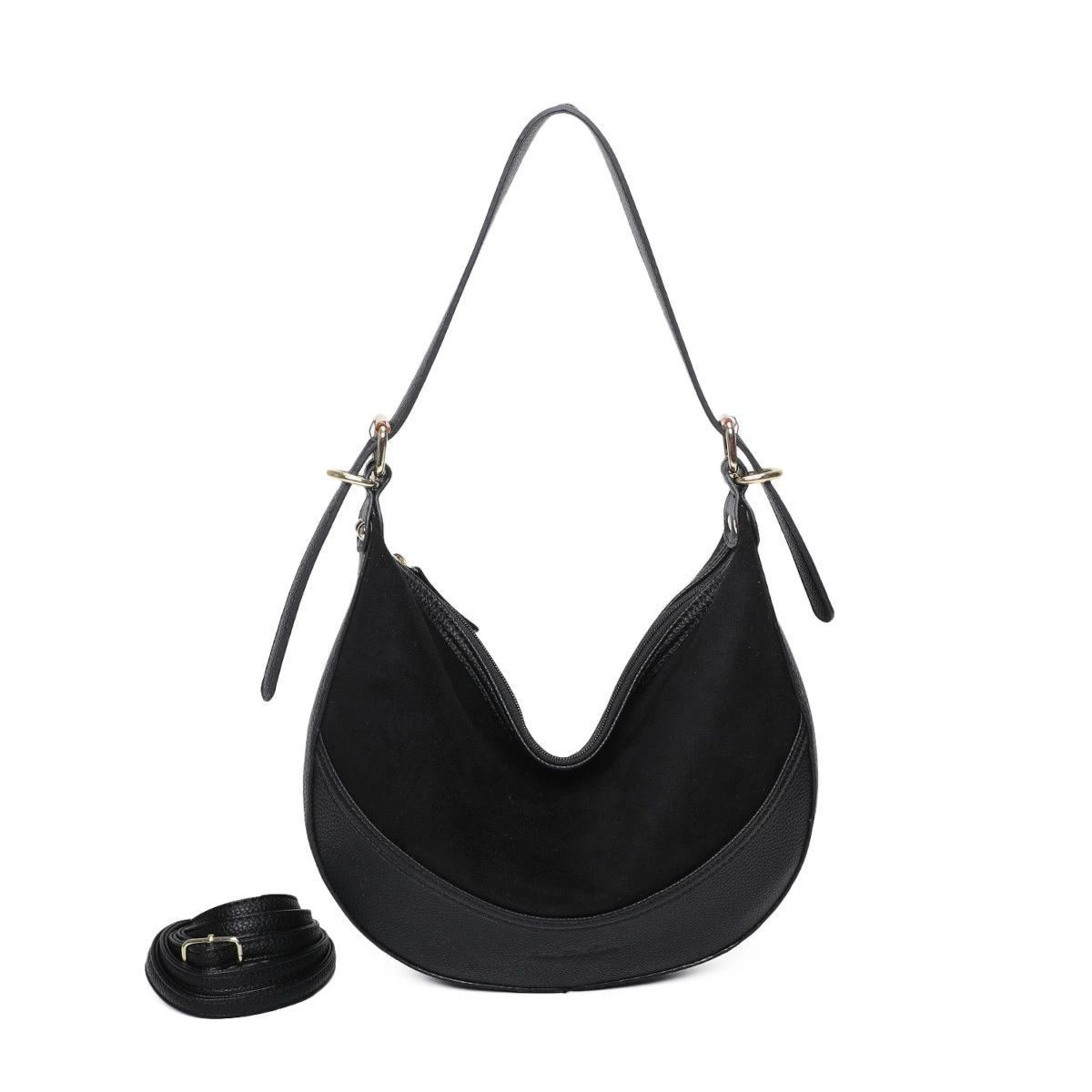 Sac Porté épaule Bimatière En Simili Cuir Grainé Et Suède 18 Sac Porté épaule Bimatière En Simili Cuir Grainé Et Suède – Image 16