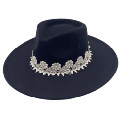 Chapeau à Large Bord Orné D’un Galon De Dentelle à Fleurs -Accessoires De Mode pdtimg 5010388b