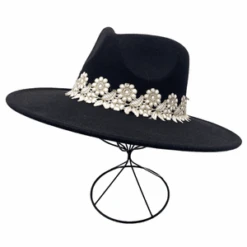 Chapeau à Large Bord Orné D’un Galon De Dentelle à Fleurs -Accessoires De Mode pdtimg 5010391b