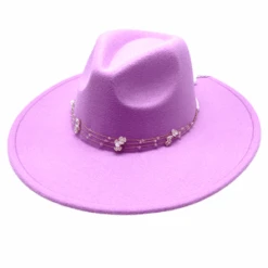 Chapeau Style Feutrine Avec Cordons à Perles Et Fleurs -Accessoires De Mode pdtimg 5010410b