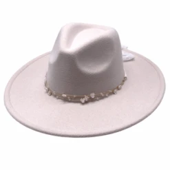 Chapeau Style Feutrine Avec Cordons à Perles Et Fleurs -Accessoires De Mode pdtimg 5010412b