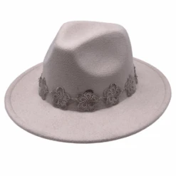 Chapeau à Large Bord Avec Ornement Fleurs En Métal -Accessoires De Mode pdtimg 5010429b